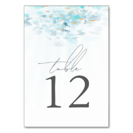 Blå och guld vågor Kustbröllop Bordsnummer