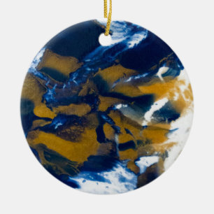 Blå och Guld Vätskerart Julgransprydnad Keramik