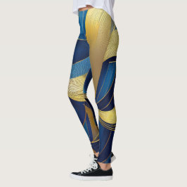 Blå och Guld Vinkara Leggings