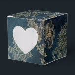 Blå och Guld Vintage Fairytale Damask Pattern Presentaskar<br><div class="desc">Grungy vintage-dammkorg i accenter av faux guld och blue.</div>