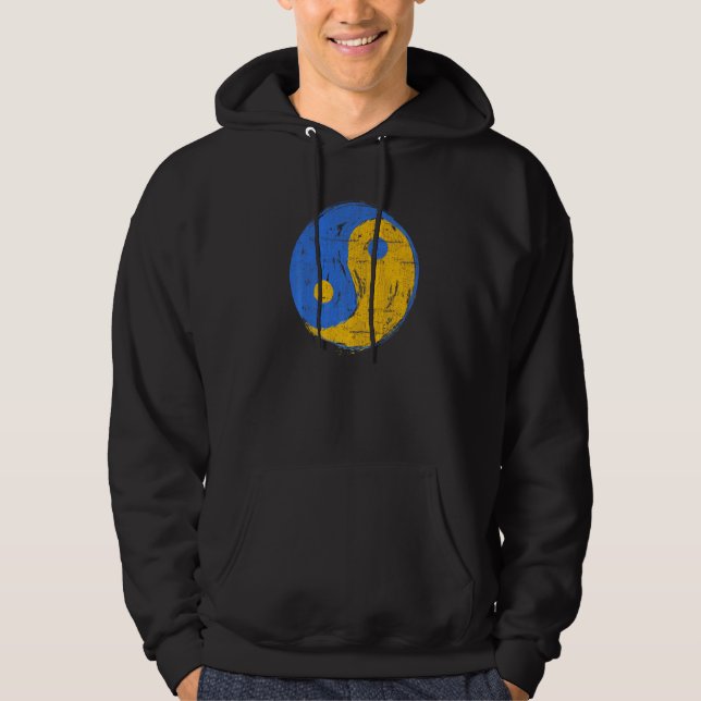 Blå Och Guld Yin Yang Mindfulness Hoodie (Framsida)