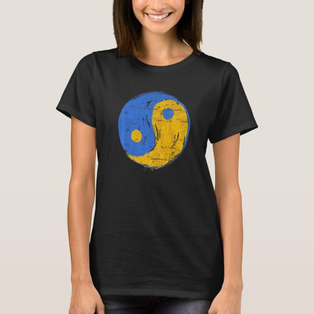 Blå Och Guld Yin Yang Mindfulness T Shirt (Framsida)