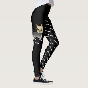 Blå Och Guld Yorkie & Hundens Namn Och Ras Leggings