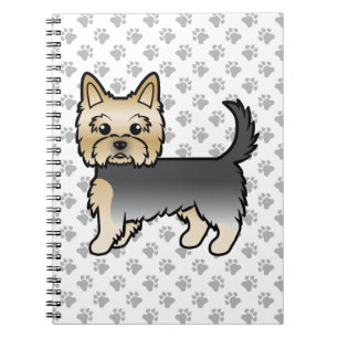 Blå Och Guld Yorkshire Terrier Tecknad Hund & Tass Anteckningsbok