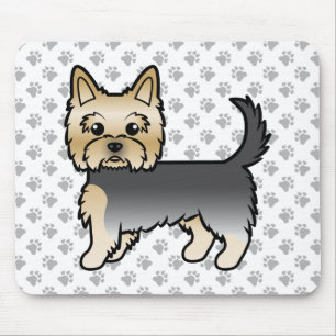 Blå Och Guld Yorkshire Terrier Tecknad Hund & Tass Musmatta
