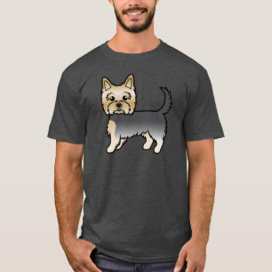 Blå Och Guld Yorkshire Terrier Yorkie Tecknad Hund T Shirt