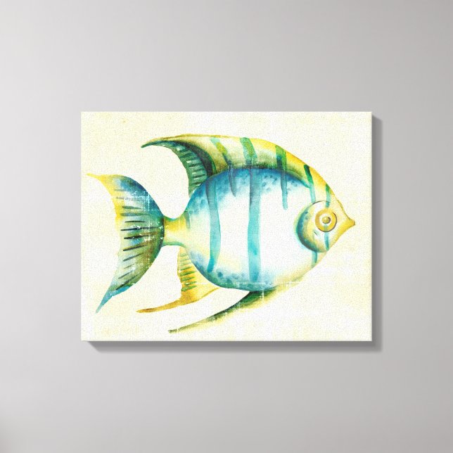 Blå och Gult Aquarium Fish Canvastryck (Framsida)