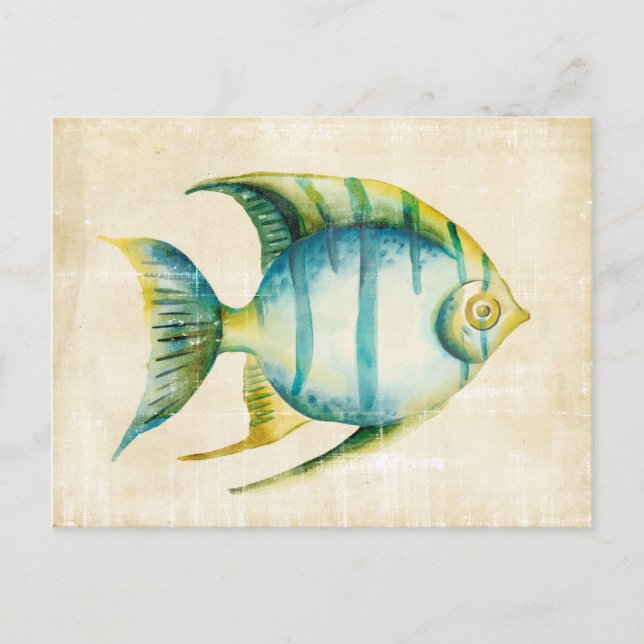 Blå och Gult Aquarium Fish Vykort (Framsida)