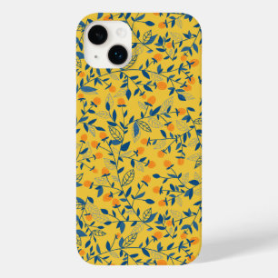 Blå och gult av doodle-blommor