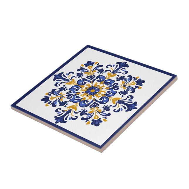 💛 Blå och gult, Azulejos Kakelplatta (Sidan)