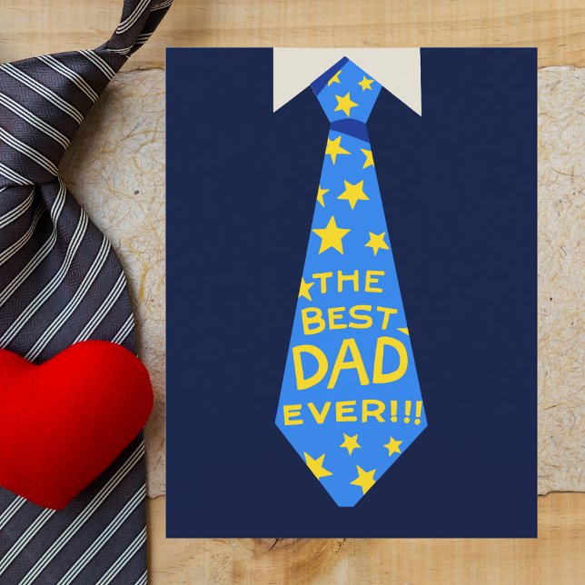 Blå och Gult "Bästa Pappa någonsin" Fars dag Vykort (Skapare uppladdad)