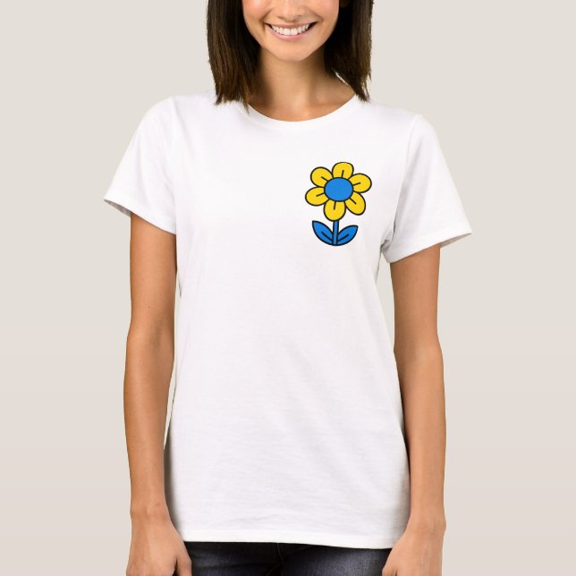 Blå och gult blomma i stil i Ukraina T Shirt (Framsida)