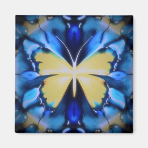 Blå och Gult Butterfly Magnet