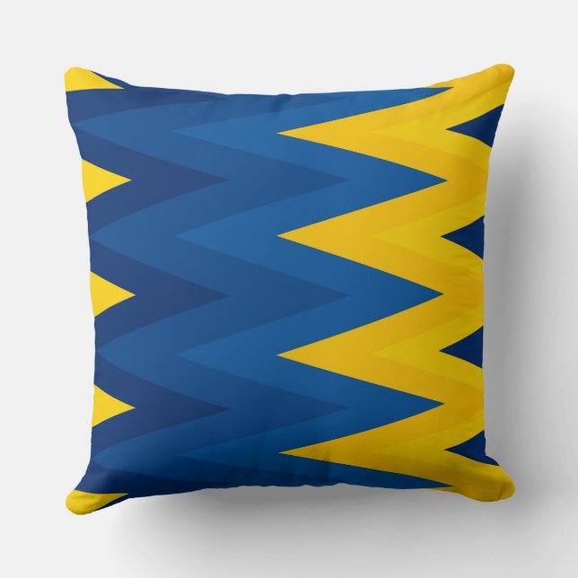 Blå och Gult Chevron Mönster Kudde (Baksida)