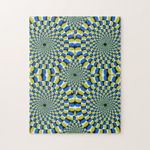 Blå och Gult cirklar Optisk Illusion - hård Pussel