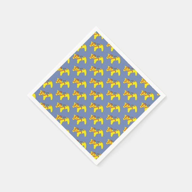 Blå och Gult Dala Horses Pappersservett (Hörn)
