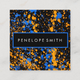 Blå och Gult - färgplattermakeup-artist Fyrkantigt Visitkort