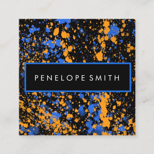 Blå och Gult - färgplattermakeup-artist Fyrkantigt Visitkort (Framsida)