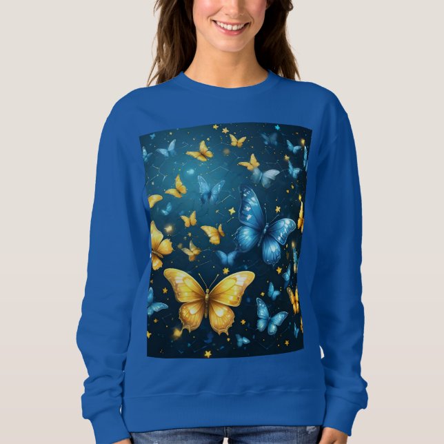 Blå och Gult fjärilar. T Shirt (Framsida)