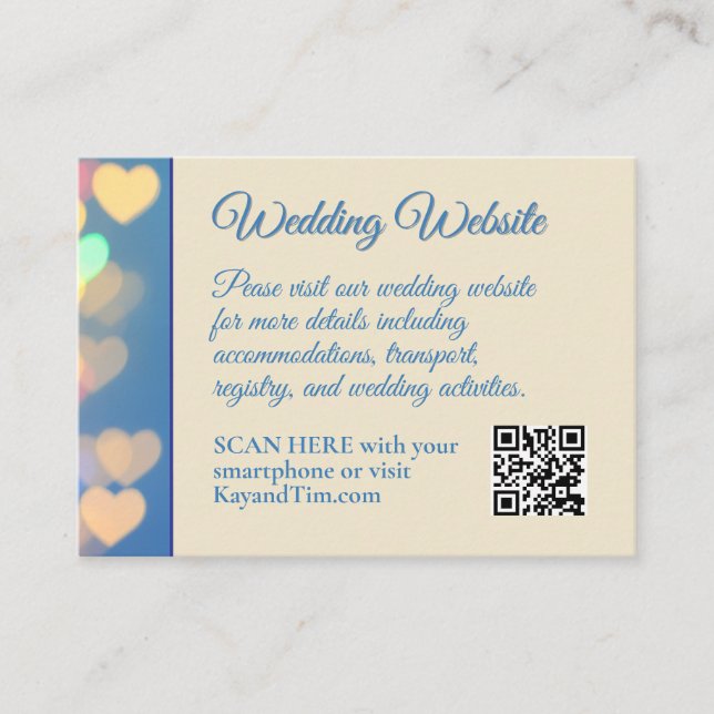 Blå och Gult, glödande hörn Bröllop Tilläggskort (Framsida)