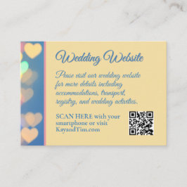 Blå och Gult Glowing Hearts Bröllop Tilläggskort