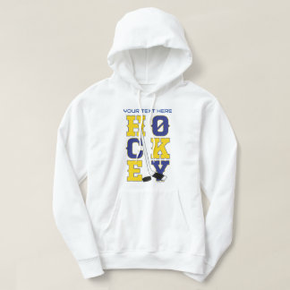 Blå och Gult Hockey Sports Spirit Bära Hoodie