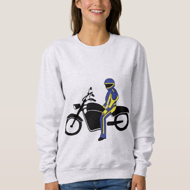 Blå och Gult-läder vid motorcykel Tävling T Shirt (Framsida)