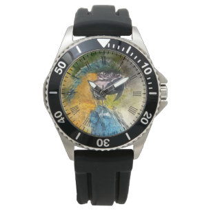 Blå och gult Macaw (Ara arauna) Armbandsur