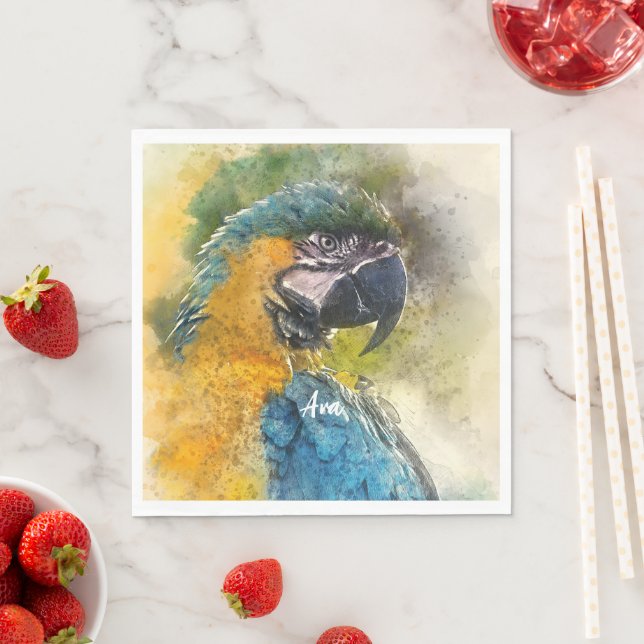 Blå och gult Macaw (Ara arauna) Pappersservett (Insitu)