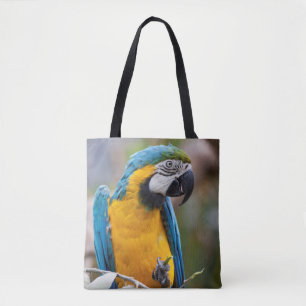 Blå och Gult Macaw över hela utskriftsblocket Tygkasse