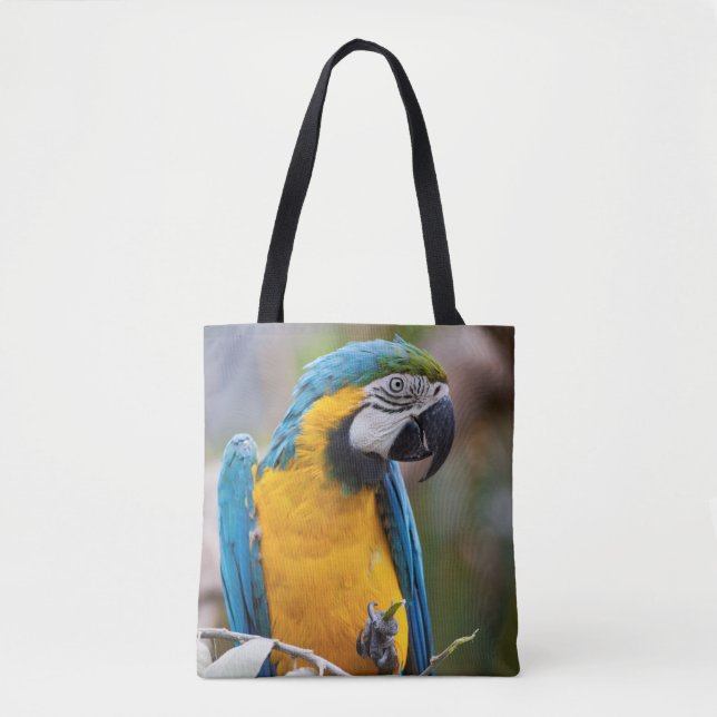 Blå och Gult Macaw över hela utskriftsblocket Tygkasse (Framsida)