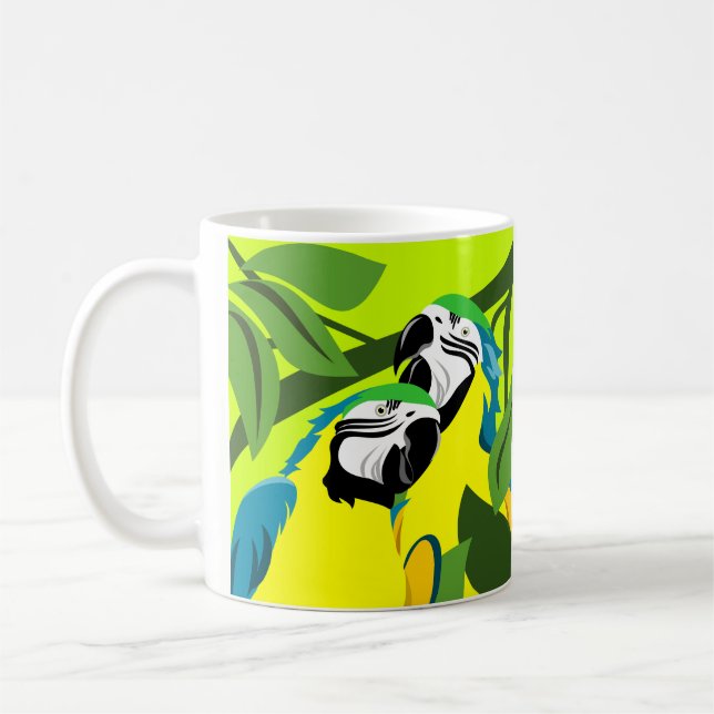 Blå och Gult Macaw Parrot Kaffemugg (Vänster)