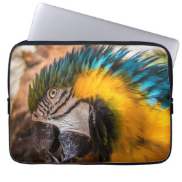 Blå och gult macaw porträtt laptop fodral