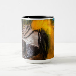 Blå och gult macaw porträtt mugg