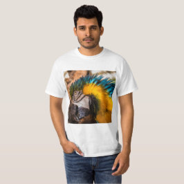 Blå och gult macaw porträtt t shirt