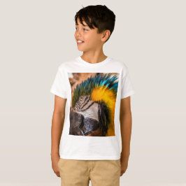Blå och gult macaw porträtt t shirt