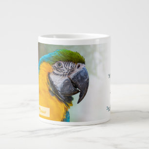 Blå och Gult Macaw Psalm 145:9 KJV Jumbo Mugg