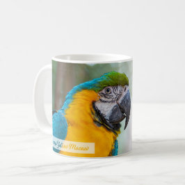 Blå och Gult Macaw Psalm 145:9 KJV Kaffemugg