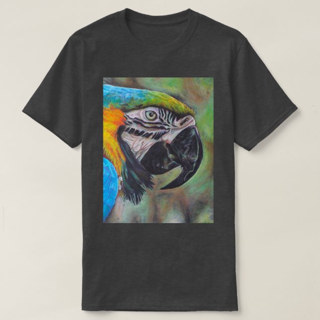 Blå och Gult Macaw T Shirt (Design framsida)