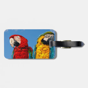 Blå och gult makaw och Scarlet makaw Bagagebricka