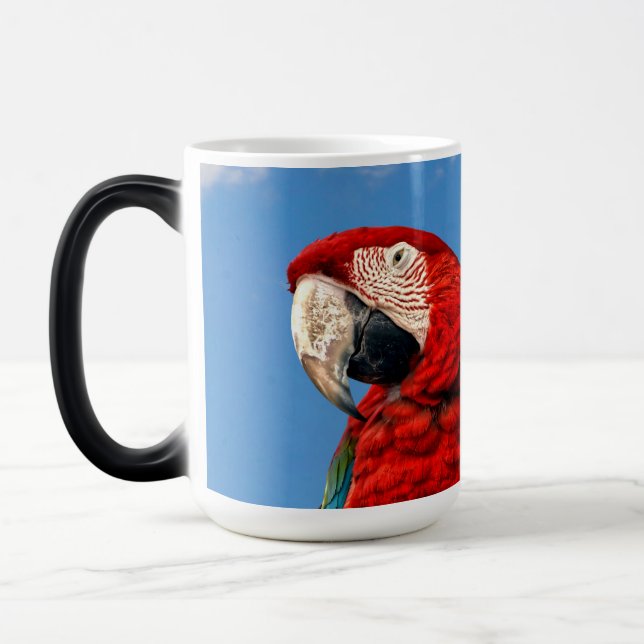 Blå och gult makaw och Scarlet makaw Magisk Mugg (Vänster)