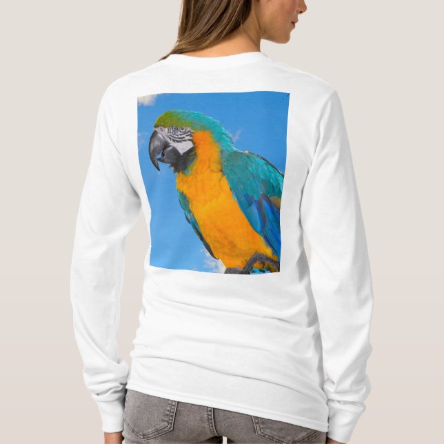 Blå och gult makaw t shirt (Baksida)