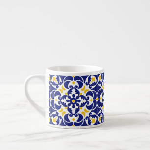 Blå och Gult Mönster Espressomugg