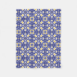 Blå och Gult Mönster Fleecefilt