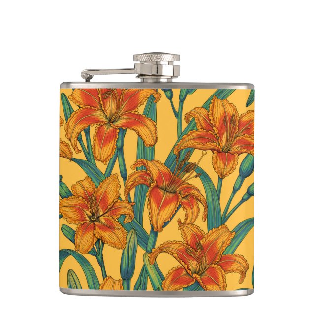 Blå- och gult- och tawnyblommor fickplunta (Framsidan)