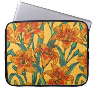 Blå- och gult- och tawnyblommor laptop fodral