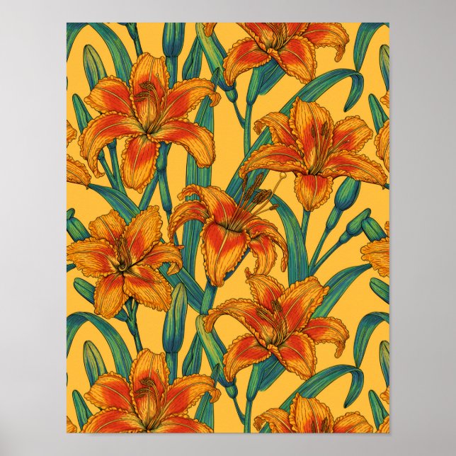 Blå- och gult- och tawnyblommor poster (Framsidan)