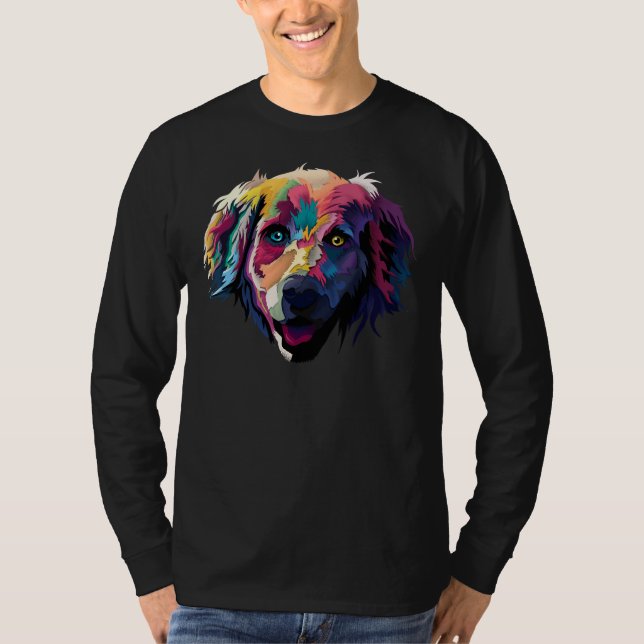 Blå och Gult Öga Labrador Hund T Shirt (Framsida)