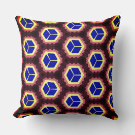 Blå och Gult över bruna utrymmen Kudde