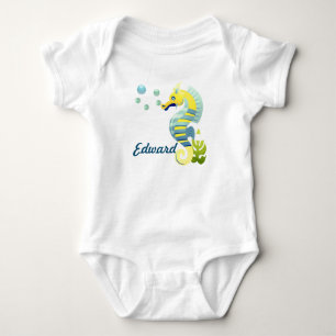 Blå och Gult Seahorse T Shirt